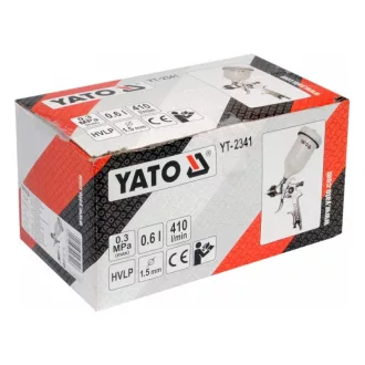   YATO Pistol de vopsit cu rezervor superior 600 ml, duză 1,5 mm HVLP