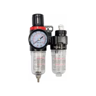   Filtru de aer pneumatic YATO cu regulator de presiune si rezervor de grasime 1/4" 25 cmc