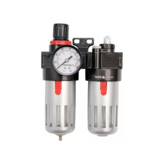   Filtru de aer pneumatic YATO cu regulator de presiune si rezervor de grasime 1/4" 90 cmc