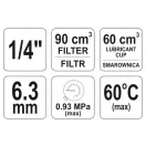 Filtru de aer pneumatic YATO cu regulator de presiune si rezervor de grasime 1/4" 90 cmc