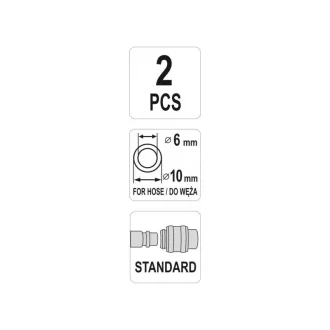   Conector rapid tată YATO pentru furtun pneumatic cu capăt de tub de 1/4" 6 x 10 mm