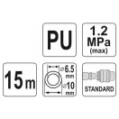 YATO Furtun pneumatic (spiral) cu conector rapid 6,5 x 10 mm x 15 m 1,2 MPa