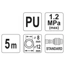 YATO Furtun pneumatic (spiral) cu conector rapid 8 x 12 mm x 5 m 1,2 MPa