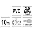 Furtun pneumatic YATO cu conector rapid 10 mm x 10 m, 2,0 MPa