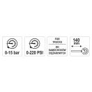 YATO Manometru anvelope pentru camioane 0-15 bar