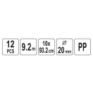 Set de curățare țevi YATO 12 părți 9,2 m/20 mm (tijă flexibilă 10x93,2 cm)