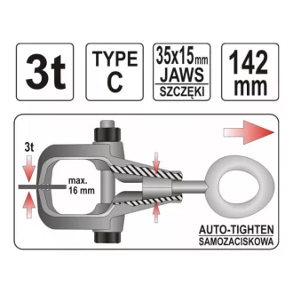   YATO Extractor de disc cu locaș, falcă cu auto-strângere 3,0 t