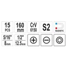 YATO Set chei manuale cu impact 15 piese magnetice