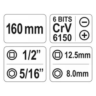 Set de chei manuale cu impact YATO din 7 piese