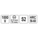 Șurubelniță YATO 2,5 x 75 mm izolată până la 1000 V