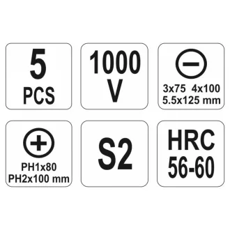 Set de șurubelnițe YATO 5 piese izolate până la 1000 V