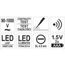 YATO Phase finder măsurare fără contact izolată până la 90-1000 V
