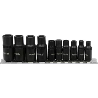   YATO Set de adaptoare pentru chei tubulare filetate cu 10 piese 1/4", 3/8"