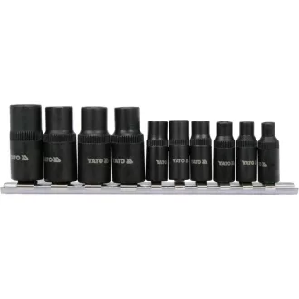   YATO Set de adaptoare pentru chei tubulare filetate cu 10 piese 1/4", 3/8"