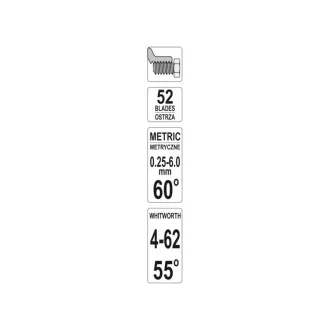  YATO Filieră cu 52 de lame metric 0,25-6,0 mm 60° și Whitworth 4-62 mm 55°