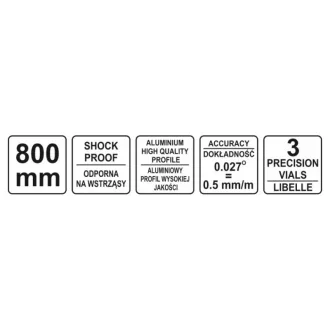 Nivel YATO 3 fiole 2 mânere 800 mm