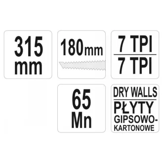   Fierăstrău YATO pentru gips-carton cu două tăișuri 180 mm