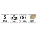 Set de freze YATO Strap 5 piese 15-35 mm