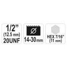 YATO Decupator centrat de 19-29 mm 1/2" Hex