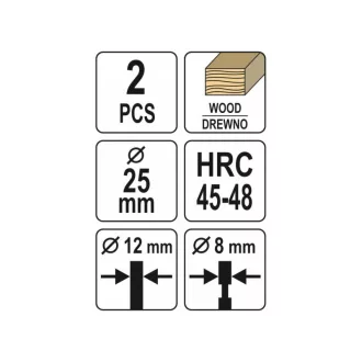 YATO Set de burghie Forstner și cușcă 2 piese 25 mm