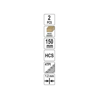  YATO Lama de fierastrau sabie pentru lemn 150/1,2 mm 4 TPI HCS (2 buc)