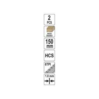   YATO Lamă pentru fierăstrău sabie pentru lemn 150/1,0 mm 6 TPI HCS (2 buc)