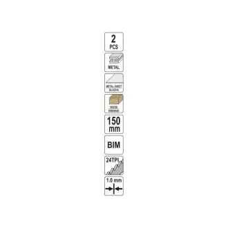   YATO Pană pentru fierăstrău cu acțiune de recul 150 mm/24TPI bimetal (2 buc)
