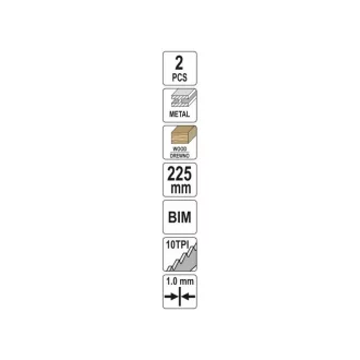   YATO Lama de fierăstrău sabie bimetalică de 225 mm/10TPI (2 buc)