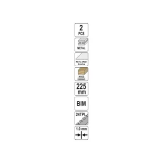   YATO Lamă de fierăstrău sabie pentru lemn, metal 225/1,0 mm (2 buc)