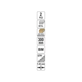   YATO Lamă pentru fierăstrău sabie 300 mm/6TPI bimetal (2 buc)