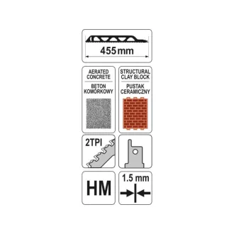   YATO Pană pentru tăiere cu șablon pentru cărămidă 455 mm