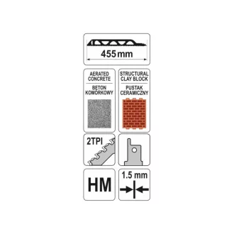   YATO Pană pentru tăiere cu șablon pentru cărămidă 455 mm