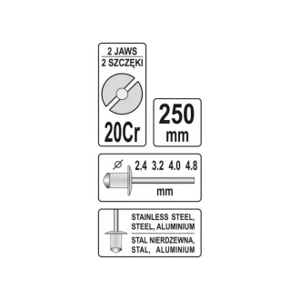 YATO Clește manual pentru nituri 250 mm (2,4-4,8 mm)