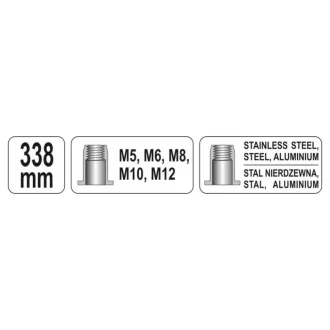 YATO șurub piuliță M5, M6, M8, M10, M12 338 mm