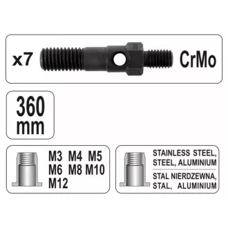 YATO Piuliță cu nituri 360 mm M3, M4, M5, M6, M8, M10, M12