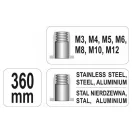 YATO Piuliță cu nituri M3-M12 360 mm