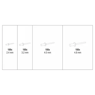Set de nituri pop YATO aluminiu 400 buc