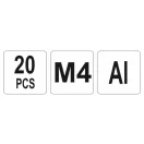 Piuliță cu nituri din aluminiu YATO M4 (20 buc)