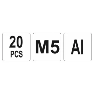 Piuliță cu nituri din aluminiu YATO M5 (20 buc)