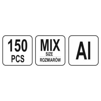 Set piulițe cu nituri YATO din aluminiu 150 buc M3-M10
