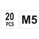 Piuliță cu nituri din oțel YATO M5 (20 buc)