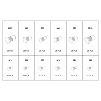   Set de piulițe cu nituri din aluminiu și oțel YATO 300 buc