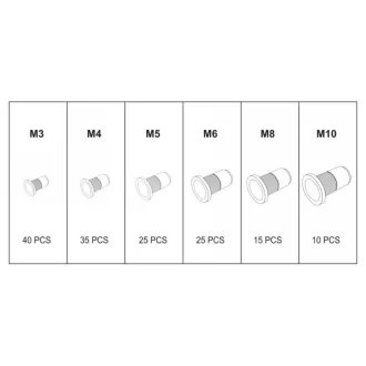 Set de piulițe cu nituri din oțel YATO 150 buc