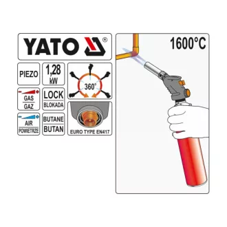 YATO Pistol cu arzator pe gaz piezo 1.28kW 1600°C
