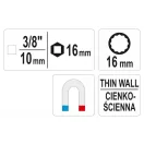 YATO Cheie priza perete subtire 3/8" 16 mm