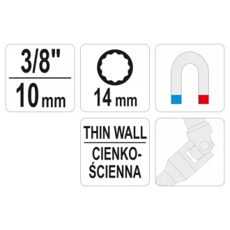 YATO Cheie bujie cu articulatie 3/8" 14 mm / 88 mm CrV