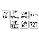 YATO Set chei tubulare 72 piese 1/4", 1/2" CrV