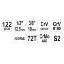 Set de scule YATO 122 piese 1/4", 1/2" CrV CrMo