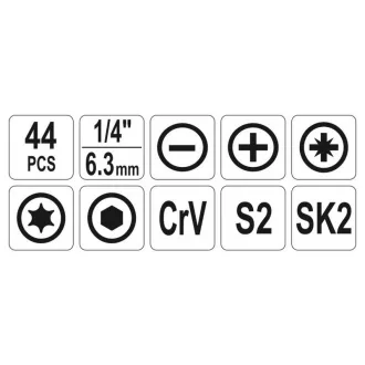 Set de scule YATO 44 piese 1/4" CrV