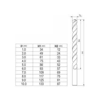YATO Set burghie elicoidale 10 piese 1-10 mm HSS Co